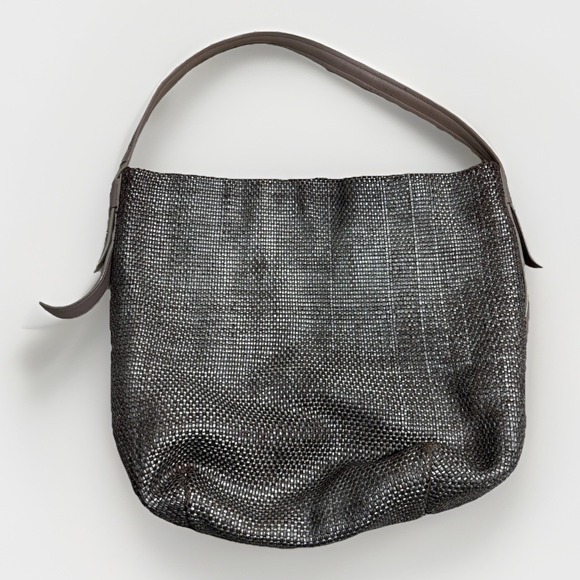 COLE HAAN Leather Metallic‎ Woven Shoulder Bag Hobo Bronze